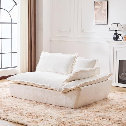 138 Modular Cloud Couch Sectional Couch with Deep Seats Wide Armrests and Multiple Pillows Boneless Couches Sofas Loveseat for Bedroom/Living Room/Apartment/Office (White Right)