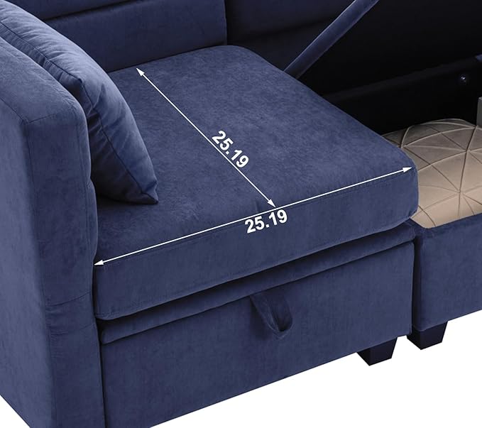 Loveseat with Storage Seats Modular Sectional Small Couch for Small Spaces with Reclining Arms and Backs 2 Seater Couch with 2 Ottoman Mini Sofa Love Seat for BedroomDorm Room Living Room(Blue)