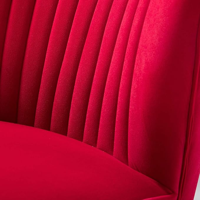 HULALA HOME Velvet Accent Chair Modern Upholstered Cute Side Chair with Gold Metal Legs Armless Wingback Slipper Chair Comfy Living Room Chair for Bedroom Guest Room Vanity RED