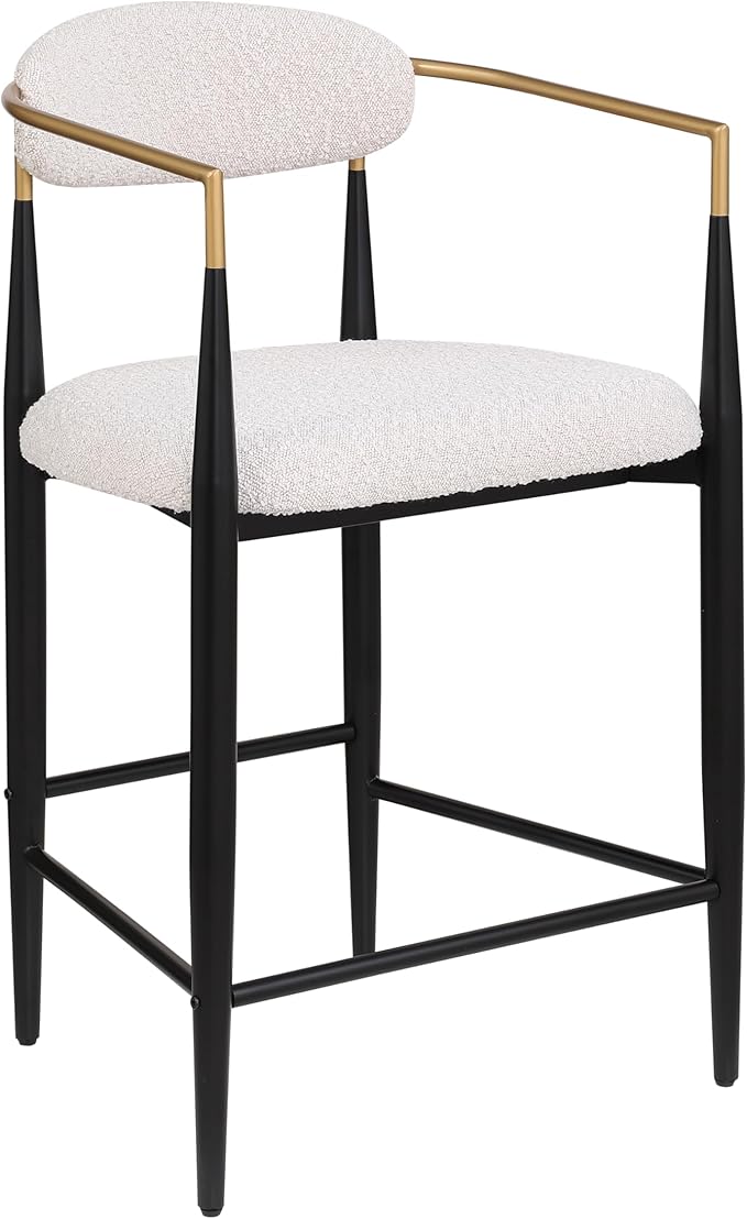 GDFStudio Modern Counter Stools Set of 2Mid Century Upholstered Counter Height Bar Stools with Back Metal Armrests and Legs Countertop Chairs for Kitchen Island 25 H