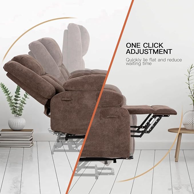PayLessHere Electric Power Lift Recliner Chair with Massage and Heat Standing Assistance for Elderly People Extended Footrest Chair for Living Room Comfy Overstuffed Recliner