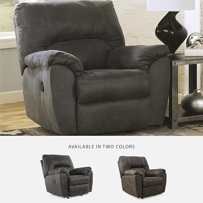 Signature Design by Ashley Tambo Faux Leather Manual Rocker Recliner Gray
