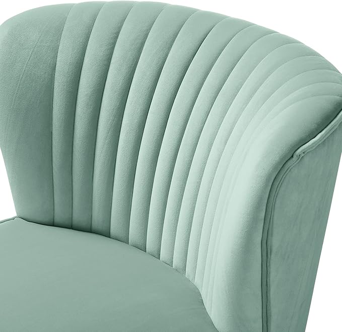 TINA'S HOME Velvet Accent Chair Set of 2 with Metal Golden Legs Upholstered Armless Slipper Chair with Wingback Mid Century Side Chair for Living Room Bedroom Vanity- Sage