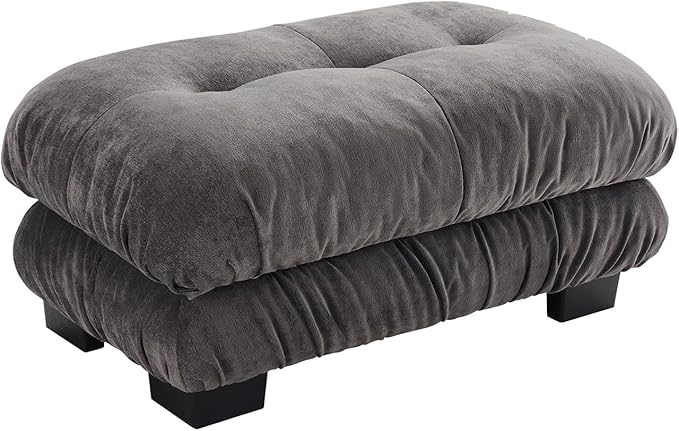 Grey Ottoman for Modular Sectional Sofa Single Sofa Ottoman Seat for Convertible Sectional Chenille Sofa Couch for Living Room Bedroom Apartment