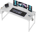 OLIXIS Computer Desk 63 Inch Home Office Desks for Small Spaces Gaming Writing Study Work Table with Storage Bag and Headphone Hook for Bedroom White