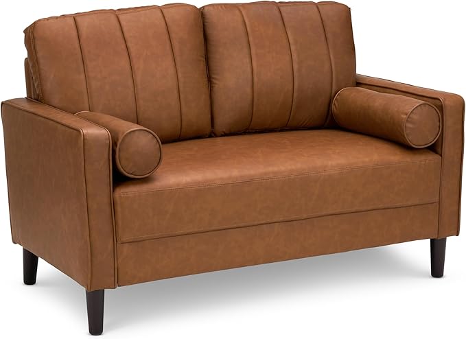 Bush Home 54-inch Loveseat Living Room Furniture Max Collection Buffed Camel Vegan Leather
