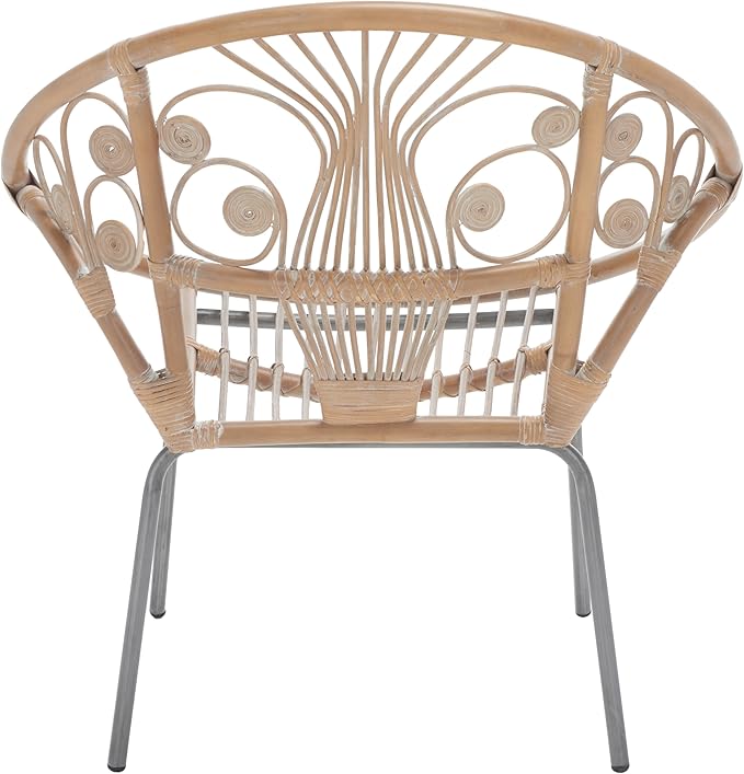 Safavieh Home Collection Carlson Grey and White Rattan Round Accent Chair
