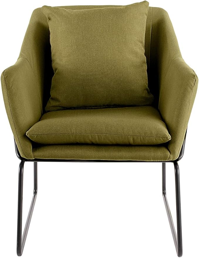 Elle Decor Odile Accent Chair Plush Back Cushion Black Metal Frame Modern Living Room Upholstery Furniture