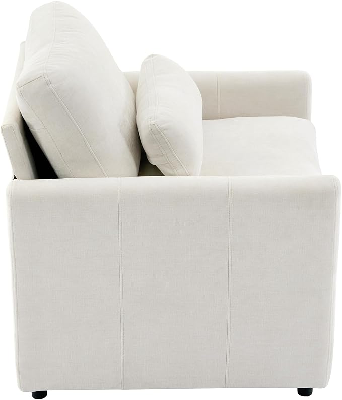 31.9 Oversized Cozy Upholstered Armchair Chenille Fabric Cloud Sofa Double Cushion Single Sofa Plush Cushion Armchair for Living Room Office Apartment (Beige-1c)