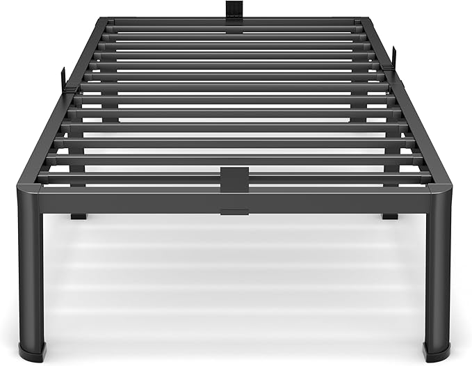 16 Inch Twin Size Metal Platform Bed Frame with Round Corners Storage Space Under High Bed Frame-Heavy Duty Steel Slats Support Noise Free - Easy Assembly - No Box Spring Needed