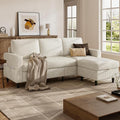 Sectional Couches for Living Room L Shaped Couch with Storage Ottoman Small Sofa Corduroy Couch with Side Pockets Modern 3 Seater Convertible Sofa for Apartment Office Beige