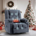 Swivel Recliner Chair for AdultsRocker Recliner with Vibration Massage and Lumbar HeatErgonomic Rocking Chair with Side Pocket2 Cup Holders for Living Room