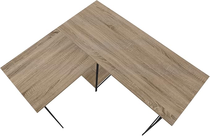 Computer Desk Home Office Corner Storage Shelves 48 l L Shape Work Laptop Brown Laminate Black Metal Contemporary Modern