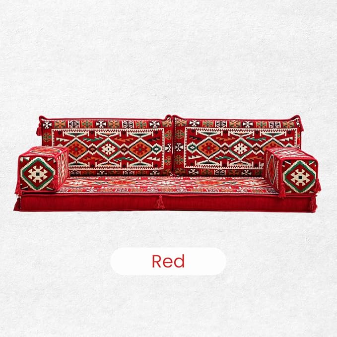 Loveseat Floor Cushions Custom Floor Sofas Arabic Majlis Reading Nook Single Sofa Turkish Sofa Sectional Sofa Entryway Sofa (Red)