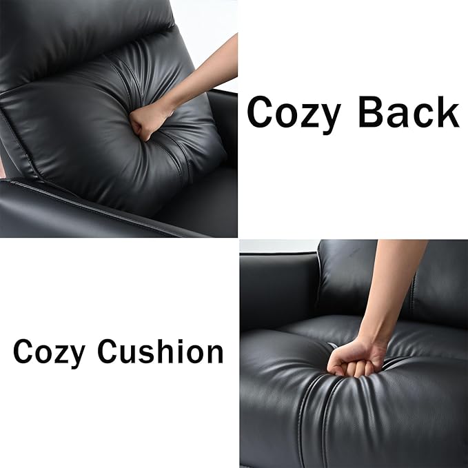 Electric Recliner Chairs for Adults Power Swivel Rocker Recliner Chairs &amp Nursery Glider Recliner with USB Pockets PU Leather Lazy Boy Recliner Chair &amp Small Recliners for Small Spaces (Bla