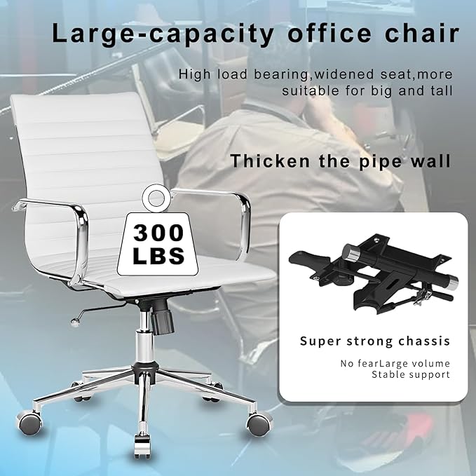 White Office Chair Ergonomic Swivel Desk Chair with Armrests Comfortable Heavy-Duty Chair for Office or Conference Table White 22.83in Seat（1pc）