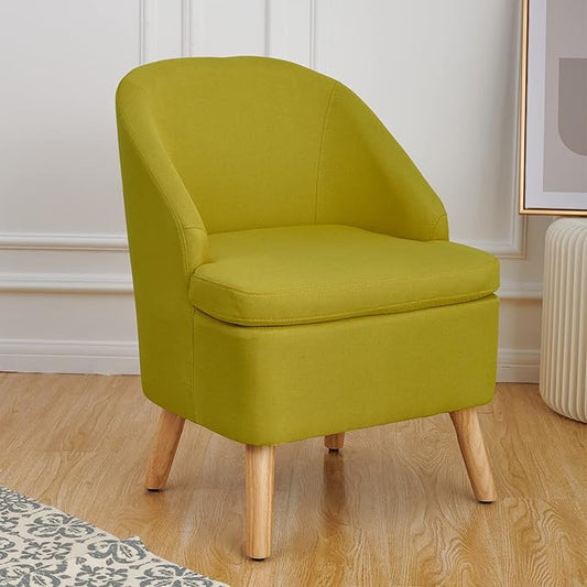 SIMPLEOPULENCE Accent Barrel Chair for Living Room Modern Fabric Upholstered Club Chair with Curved-Back and Solid Wood Legs Comfy Armchair Single Sofa for Bedroom Reading Room Guestroom(Green)