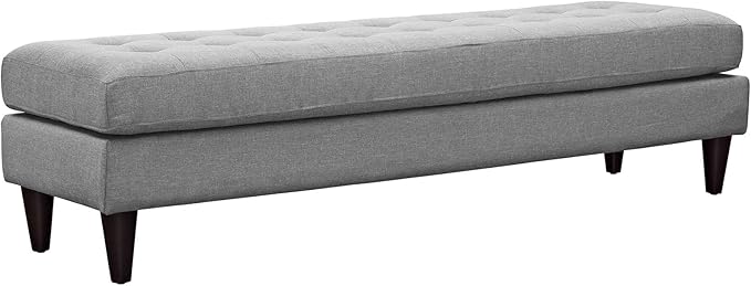 Modway EEI-2137-LGR Empress Mid-Century Modern Upholstered Fabric Large Bench In Light Gray