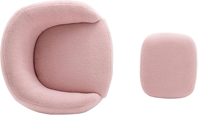 Modern Comfy Leisure Accent Chair Teddy Short Plush Particle Velvet Armchair with Ottoman for Living Room