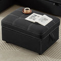 113 inch Ultra-fine Fiber Segmented Sleeper Sofa with Pull-Out Bed Recliner and Storage Ottoman Style Sofa with Adjustable headrests and Degree Rotating Side Table
