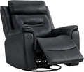 Leather Recliner Chair 360° Swivel Rocker for Adults Manual Rocking Reclining Chair with Adjustable Backrest Footrest for Living Room Bedroom Home Theater Seating