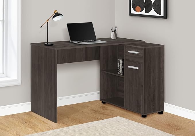 Computer Desk Home Office Corner Storage Drawers 46 l L Shape Work Laptop Brown Laminate Contemporary Modern