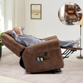 Electric Power Lift Recliner Chairs with Massage and Heat for Elderly Overstuffed Wide Ergonomic Lounge Chair Classic Single Sofa for Living Room with 2 Remote Control/USB Ports(Brown)