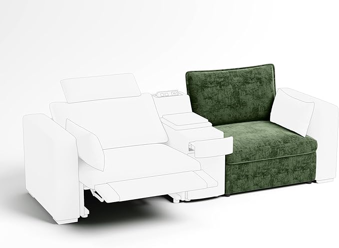 Single Seat Module for Olar Oversized Modular Sectional Sofa Extra Deep and Wide Cloud Chair Cushion Covers Removable Freely Combined with Other Modules by U-connectors Chenille Green