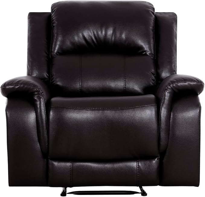 Naomi Home Katie Oversized Espresso Faux Leather Chaise Lounge Luxurious Comfort for Home Theater &amp Lazy-Boy Enthusiasts Plush Cushioning Ergonomic Recline Easy Assembly