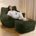 Giant Bean Bag Chair with Ottoman Oversized Plush Comfy Bean Bag Sofa for Adults and Kids Memory Foam Mini Couch Single Lounges for Living Room Bedroom &amp Game Room(Green)