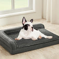 WINDRACING Orthopedic Dog Beds for Small Dogs Waterproof Egg Foam Dog Sofa Bed with L Bolster Sides Washable Small Pet Bed with Removable Cover &amp Non-Slip Bottom 30 x 20 inch Gray