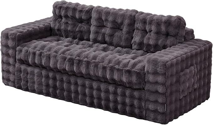Hobestluk 3-Seater Sofa Boneless Couch with Tufted Button Design 2 in 1 Comfy Cloud Couch Oversized Sofa for Living Room Bedroom Apartment or Office (Dark Grey 3 Seater)