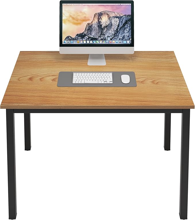 sogesfurniture 39.3 inches Sturdy Writing Desk for Small SpacesHome Office Desk Computer Desk Gaming Desk Computer Table Sturdy Writing Workstation for Home Office Teak+Black