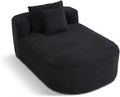 46 Chaise Lounge Chair Indoor Cloud Sleeper Sofa Bed with Pillows Corduroy Upholstered Sofa Couch for Living Room Apart No Assembly Required Black