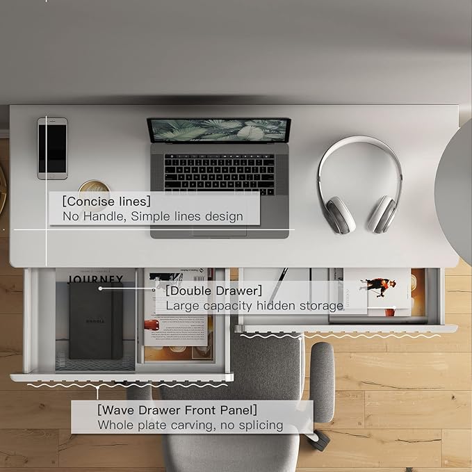 Elegant Modern Desk 2 Drawers Gold Legs 43.3x15.75 inches Home Office Makeup Vanity Computer Writing Study Entryway Sofa Table