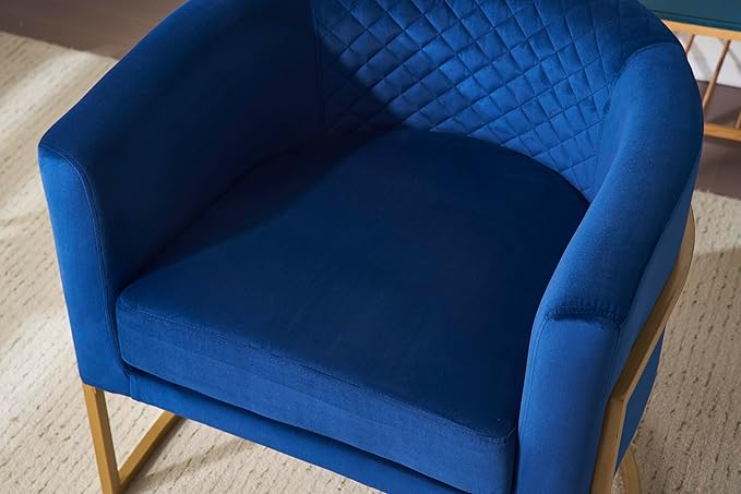 Modern ArmchairUpholstered Velvet ChairCurved Backrest Lounge ChairModern Accent ChairComfy Armchair for Small ApartmentLiving RoomOfficeReception AreaBlue