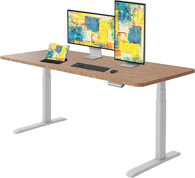 Fromann Dual Motor Standing Desk Frame 3 Stage Legs Electric Heavy Duty Sit Stand up Height Adjustable Desk Base for Home and Office (Grey)