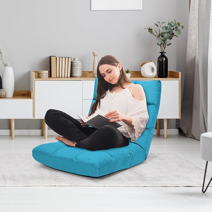 ERGOMASTER Video Gaming Floor Chair with Adjustable 14-Position Memory Foam Folding Floor Sofa Chair Lounger Folding Sleeper Bed Couch Recliner for Reading Gaming Meditating Fully Assembled
