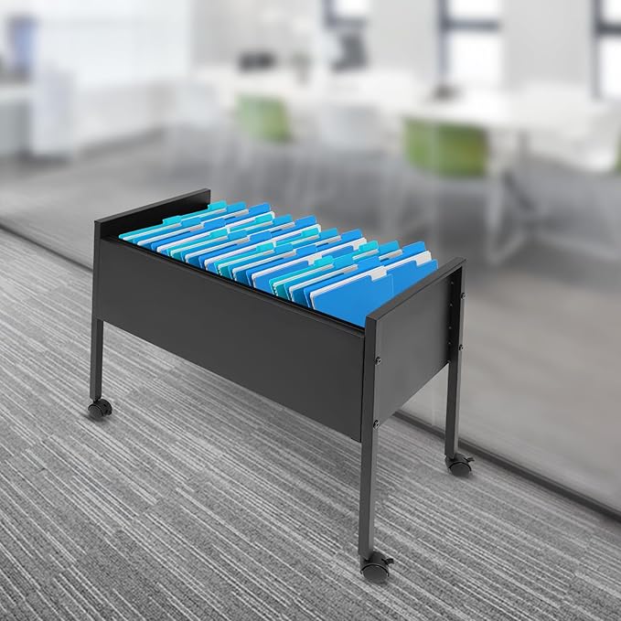 Mobile File Cabinet File Organizer with Wheels Floor Stading File Cart for Hanging Files Black Load Bearing Capacity: 30kg/66.14lbs