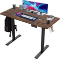 55x24 Standing Desk Height Adjustable Electric Stand up Desks for Home Office Computer Sit Stand Desk with Two-Piece Desktop with Gap 3 Memory Presets T-Shaped Metal Support Brown