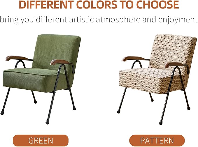 Modern Corduroy Armchair Comfortable Accent Chair with Metal Legs for Living Room Bedroom Office