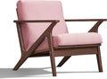 Zola Mid Century Modern Accent Chair Arm Chair: The Perfect Reading Living Room and Bedroom Chairs for Modern Home Furniture Use! Solid Wood Frame Blush Velvet/Walnut