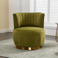 Homtique Swivel Accent Chair for Living Room Modern Upholstered Velvet Fabric Round Barrel Armchair Chair 360 Degree Swivel Small Single Leisure Sofa Chair Reading Chair for Bedroom(Olive)