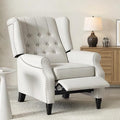 Softa Recliner Chair for Adults Mid Century Wingback Pushback Accent Chair with Rivet Decoration Tufted Upholstered Single Sofa Armchair for Living Room Bedroom Study (Fabric White)