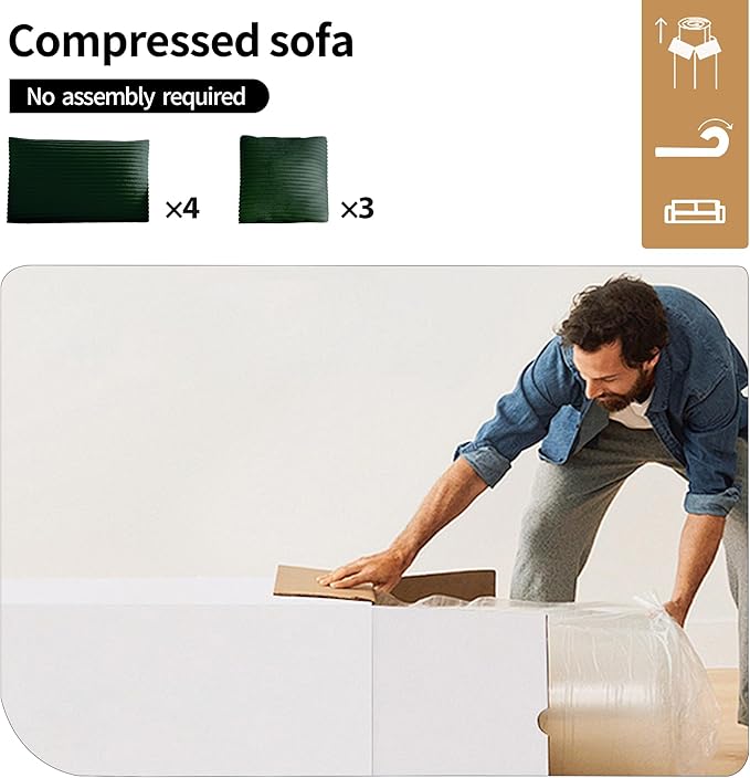 134.6'' U-Shaped Modular Sectional SofaModern Comfortable Corduroy Cloud CouchConvertible Boneless Couches for Living Room with OttomanNo Assembly(Green)