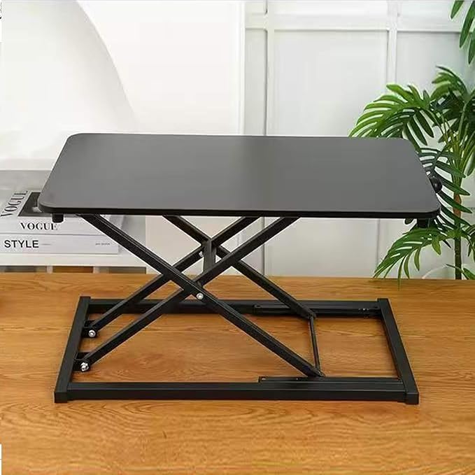 Standing Desk Converter Height AdjustableKeyboard Riser for Stand Up Desk Riser Easy Lift Height Converter Computer Workstations Home Office Study Room Portable Small Table Black Size 23.6 Inch D
