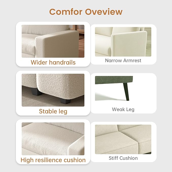 Large Loveseat Sofa83.46 Comfy 2 Seater Sofa with Deep Seat Thickened Cushion &amp Armsrest Durable Modern Home Sofa for Living Room