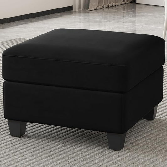 Belffin Modular Sofa Storage Ottoman Module for Velvet Piping Modular Sectoinal Couch Square Ottoman Footrest Black