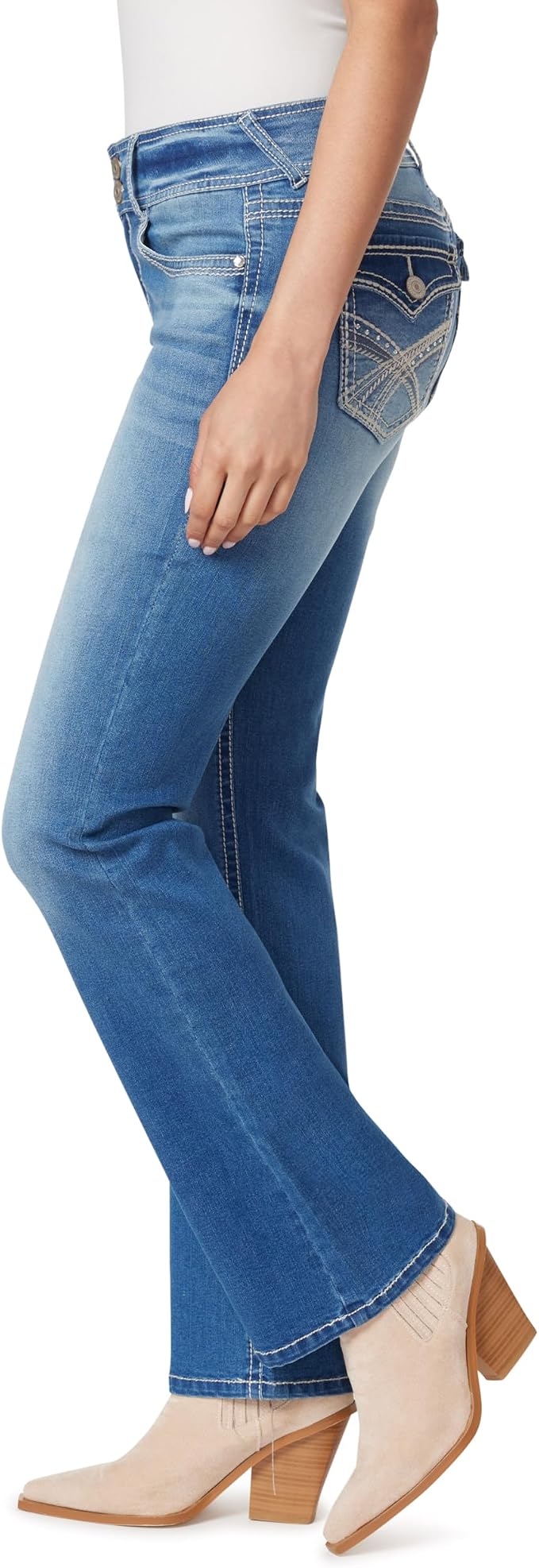 WallFlower Luscious Curvy Bootcut Jeans for Women Mid-Rise Insta Stretch Denim Size-Inclusive Juniors Jeans