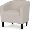 Modern Barrel Chair Furry Sherpa Accent Chair with Wood Legs Elegant Upholstered Armchair Single Sofa Chair for Bedroom Living Room Office Gray